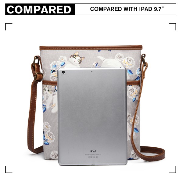 E6838-17CT - Miss Lulu Cat Print Nylon Pouch Cross Body Bag - Grey E6838-17CT - Miss Lulu Cat Print Nylon Pouch Cross Body Bag - Grey